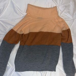 Shein Turtle-neck Sweater, Color-block, Size M